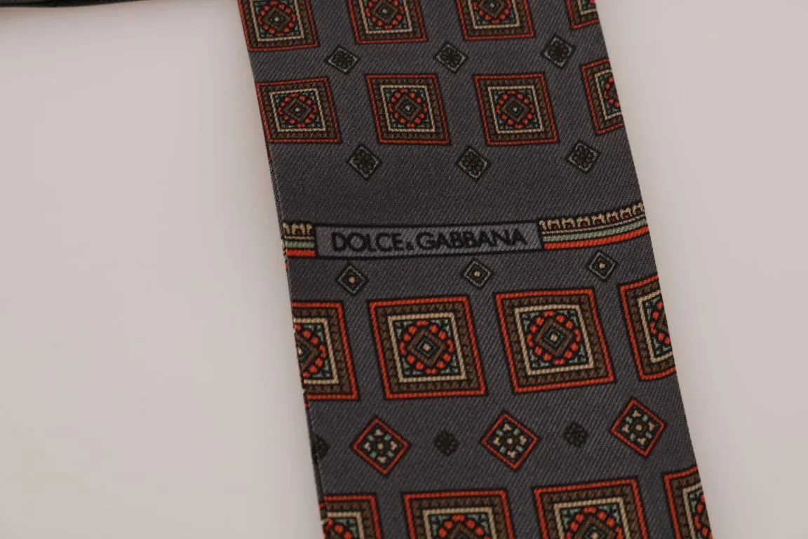 Blue Silk Red Pattern Scarf
