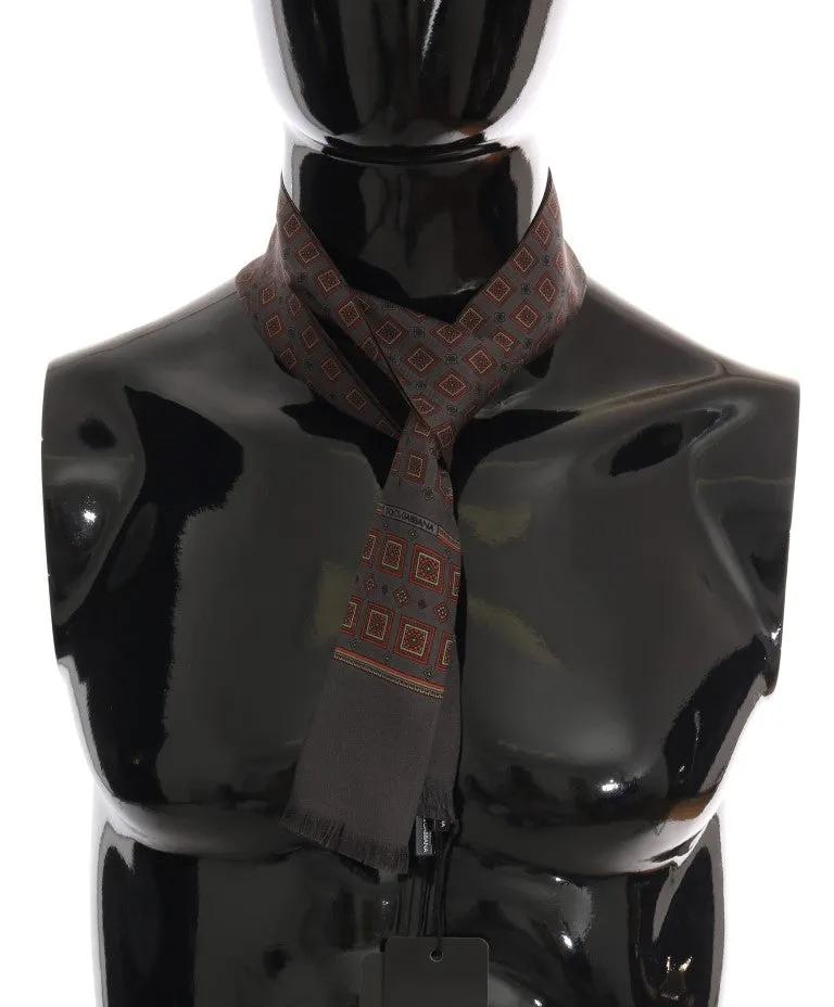 Blue Silk Red Pattern Scarf