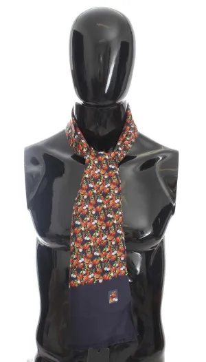 Blue Silk Tomato Print Scarf
