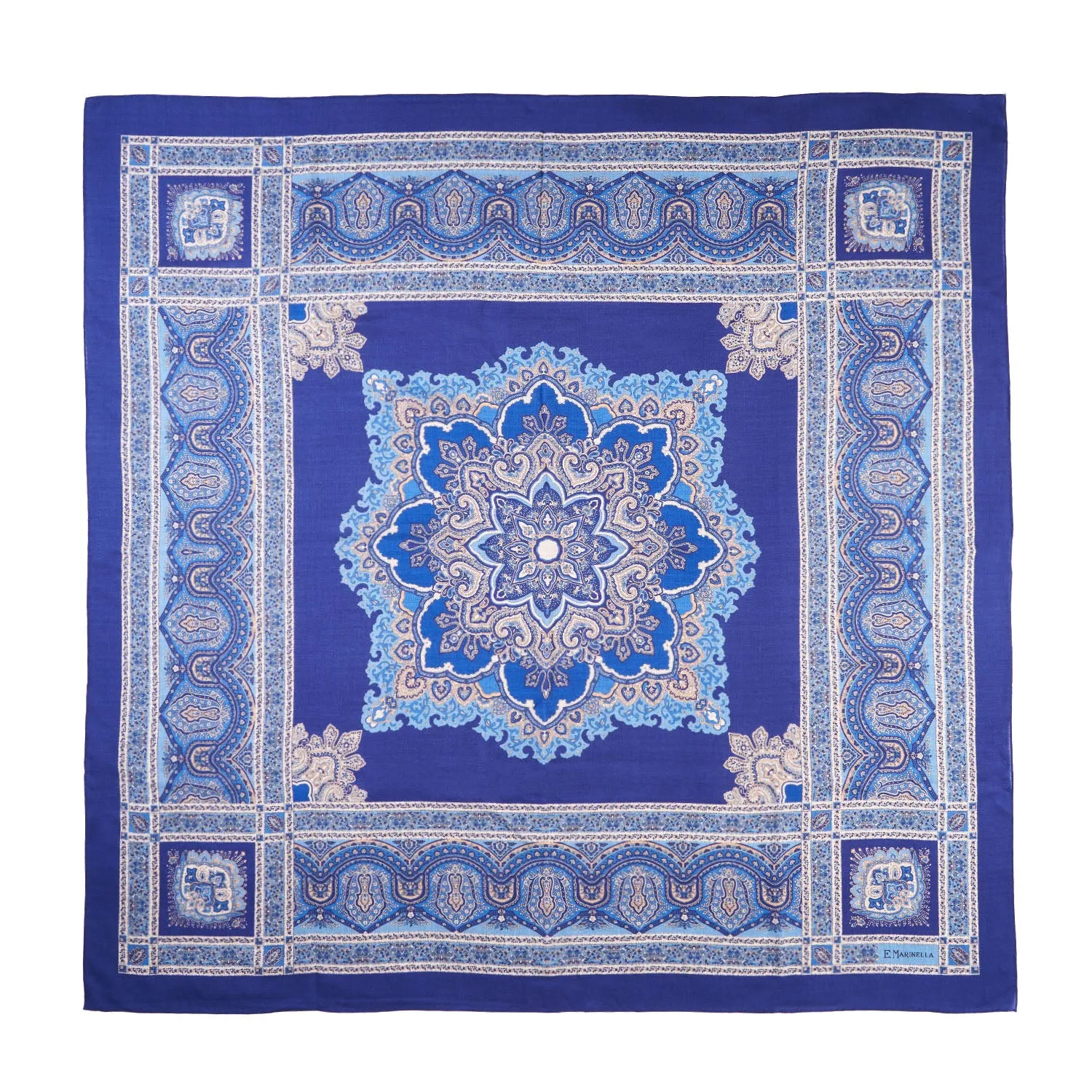 BLUETTE LIGHT AND DARK BLUE WOOL STOLE