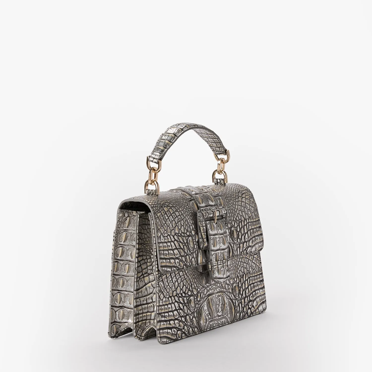 Brahmin Melbourne Collection Small Hallie Satchel, Chrome