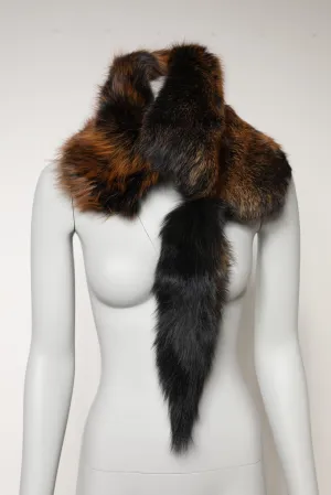 Brown Red Fox Fur Neck Warmer Winter Scarf