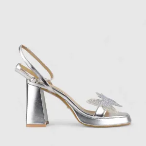 Bulbul Evening Block Heel Sandal Silver CAR5025