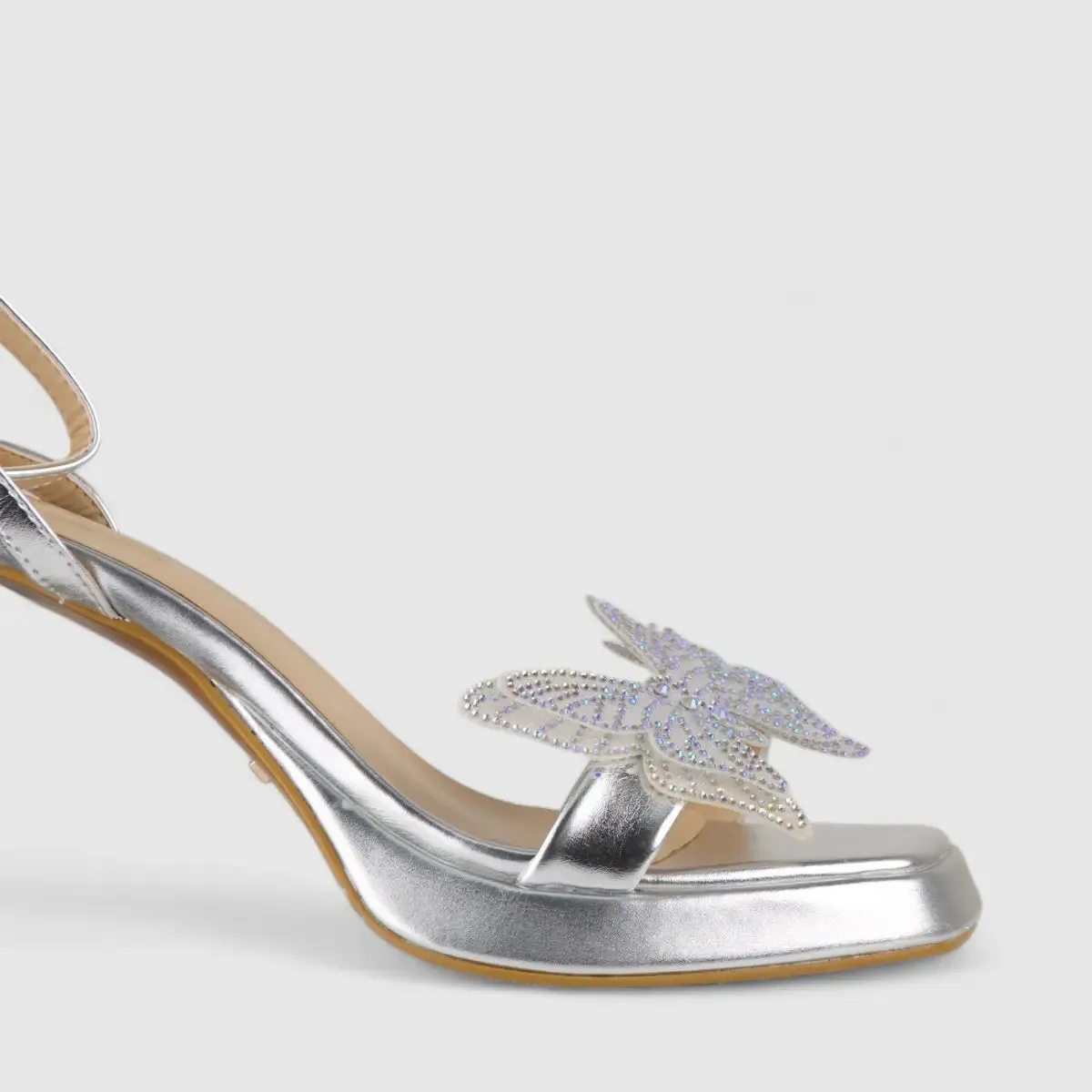 Bulbul Evening Block Heel Sandal Silver CAR5025