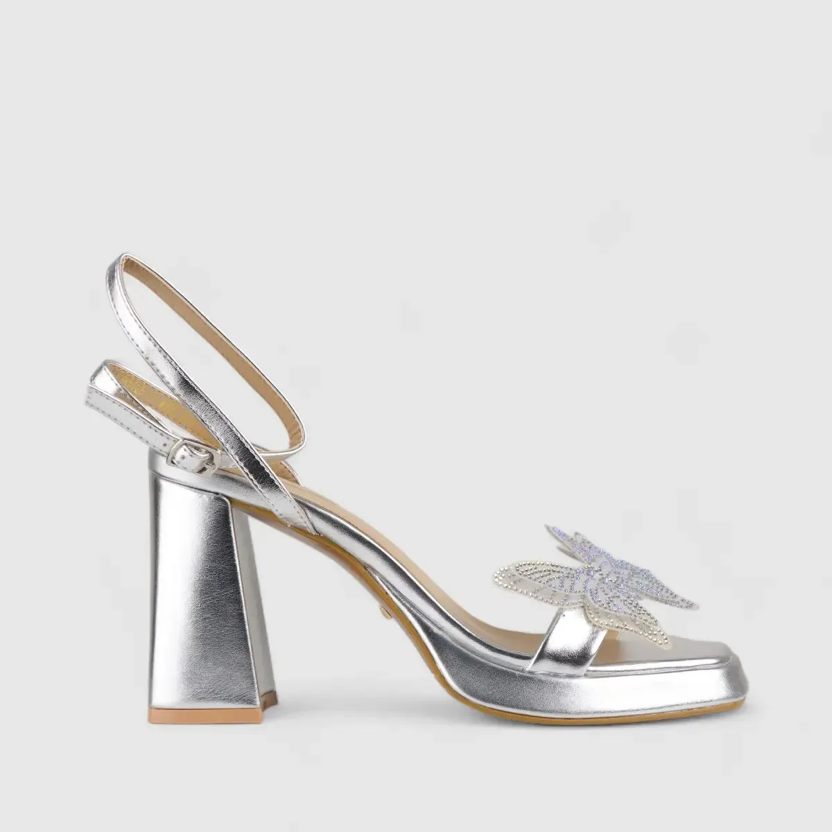 Bulbul Evening Block Heel Sandal Silver CAR5025