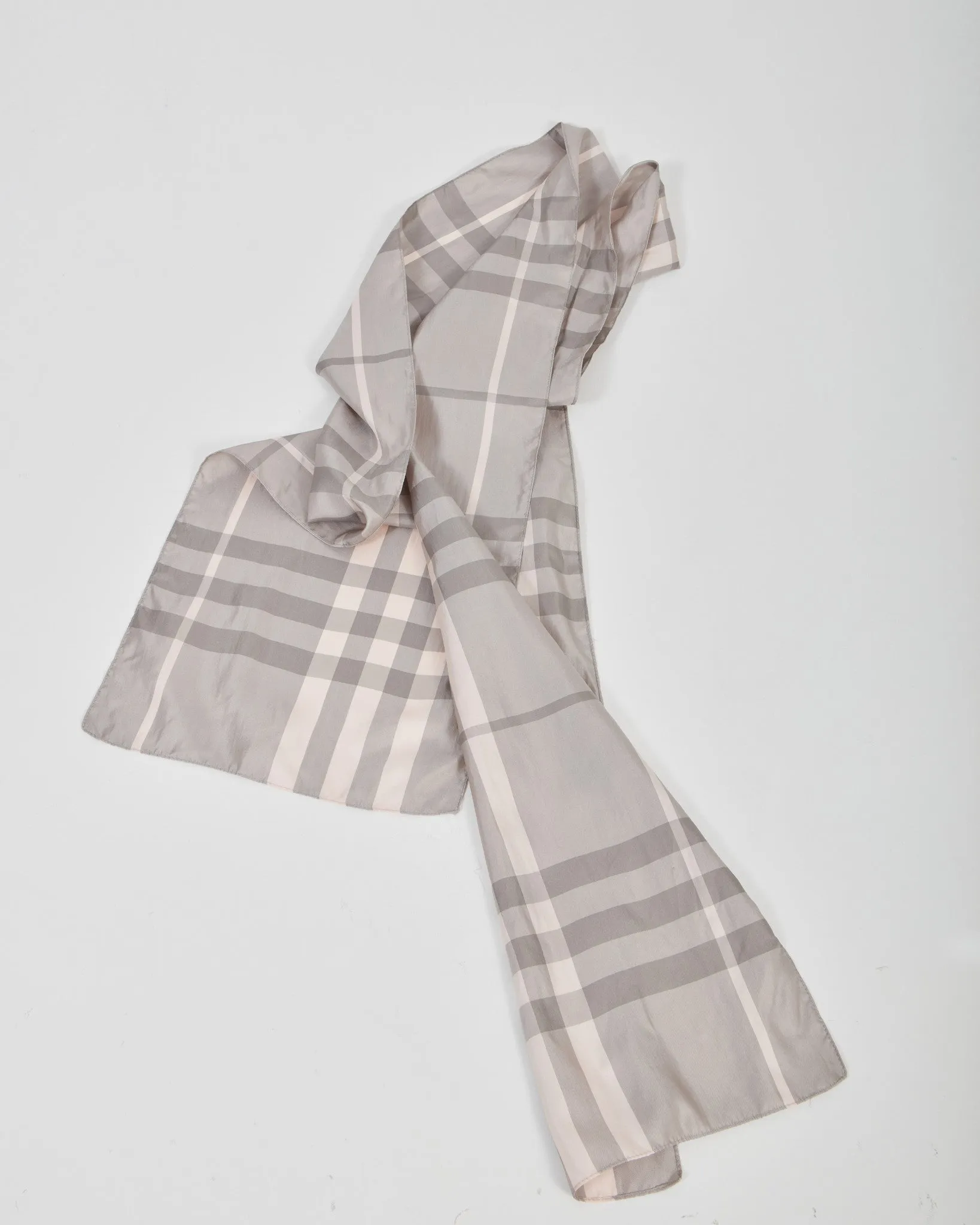 Burberry Grey & Pink Silk Scarf