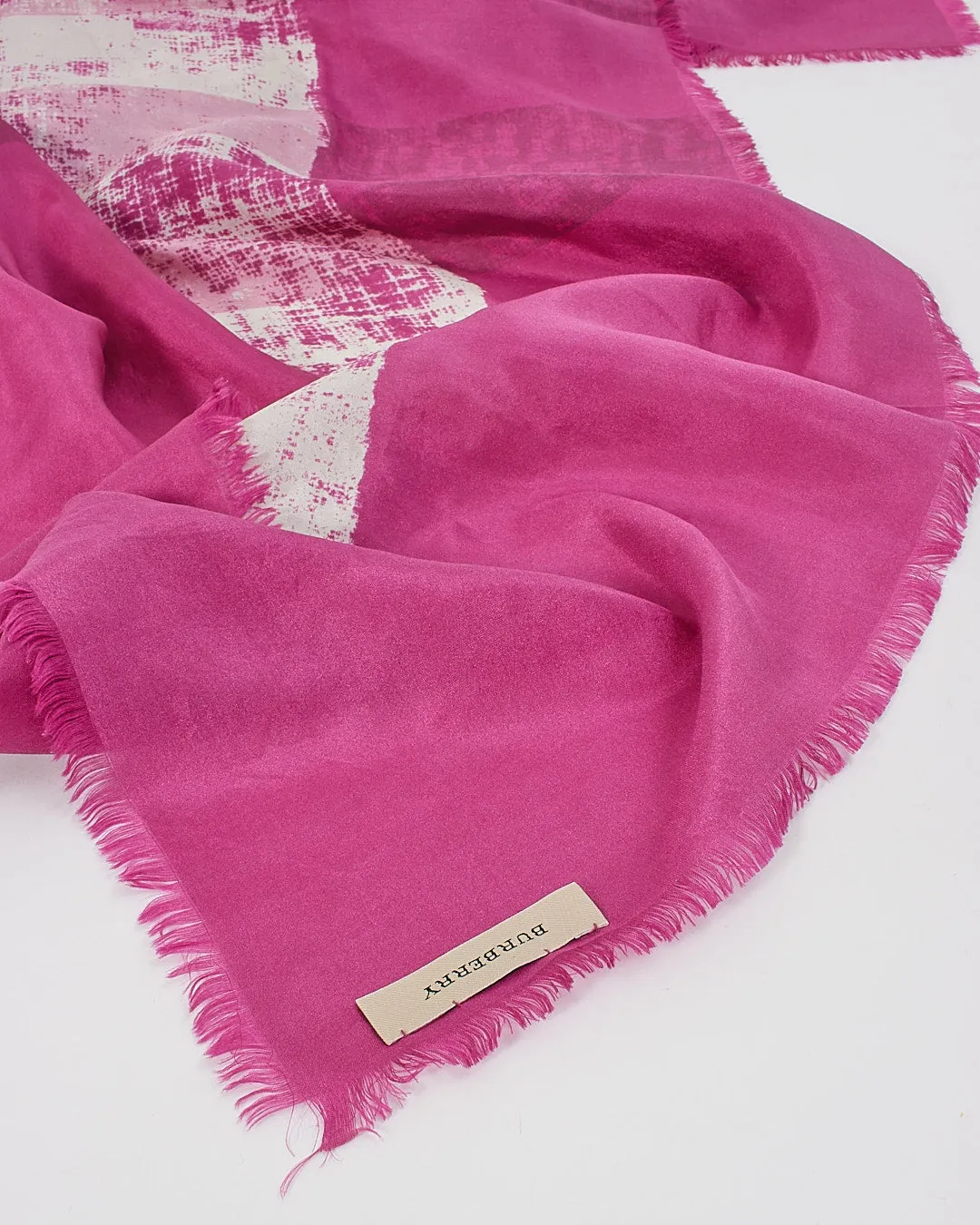 Burberry Pink Wool & Silk Check Scarf