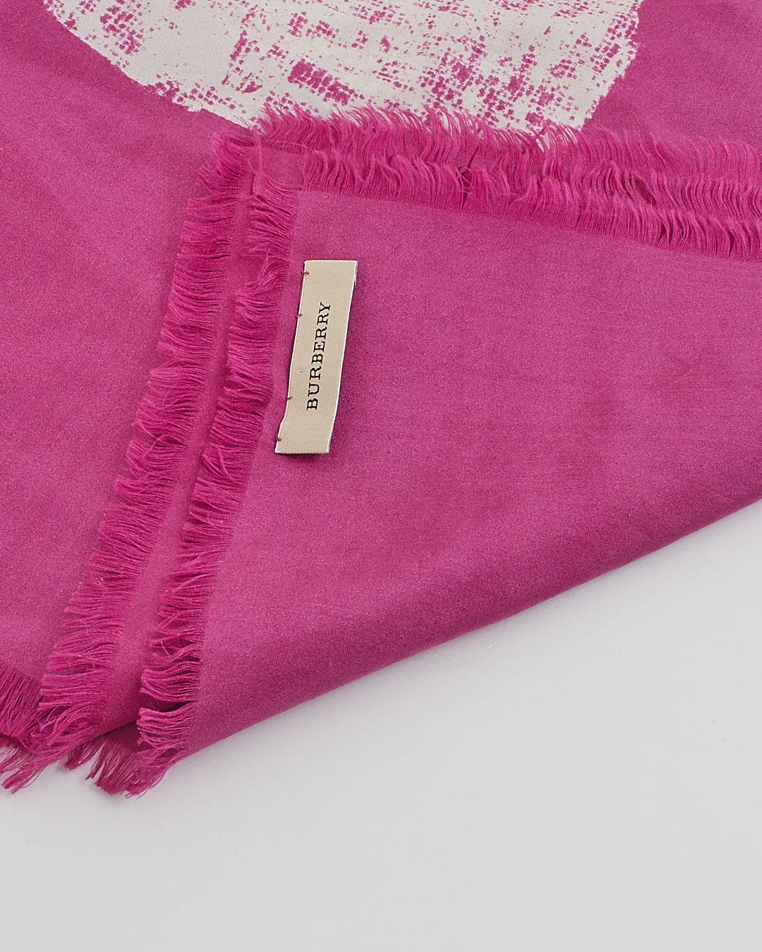Burberry Pink Wool & Silk Check Scarf