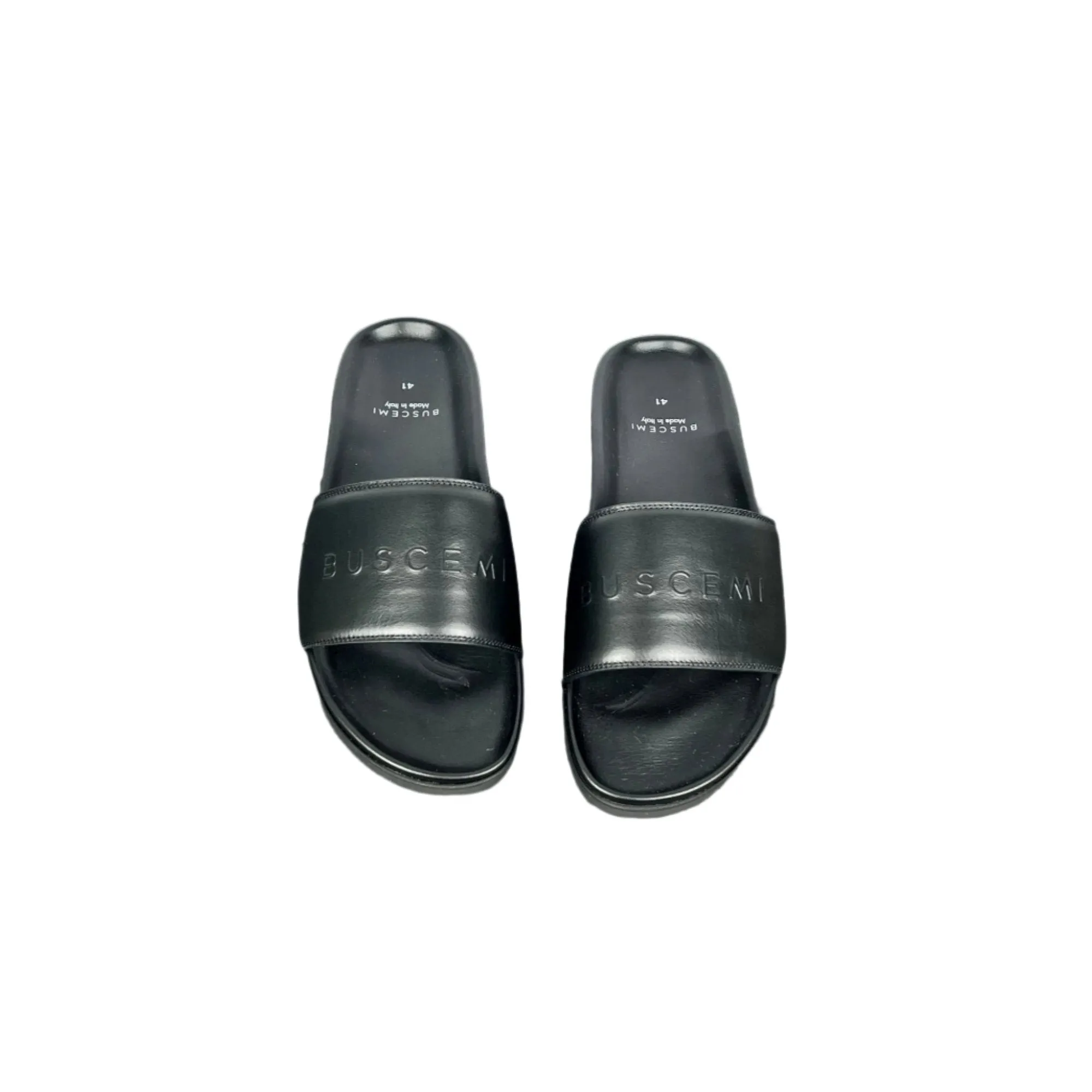 Buscemi Slide Sport Black Leather Sandals