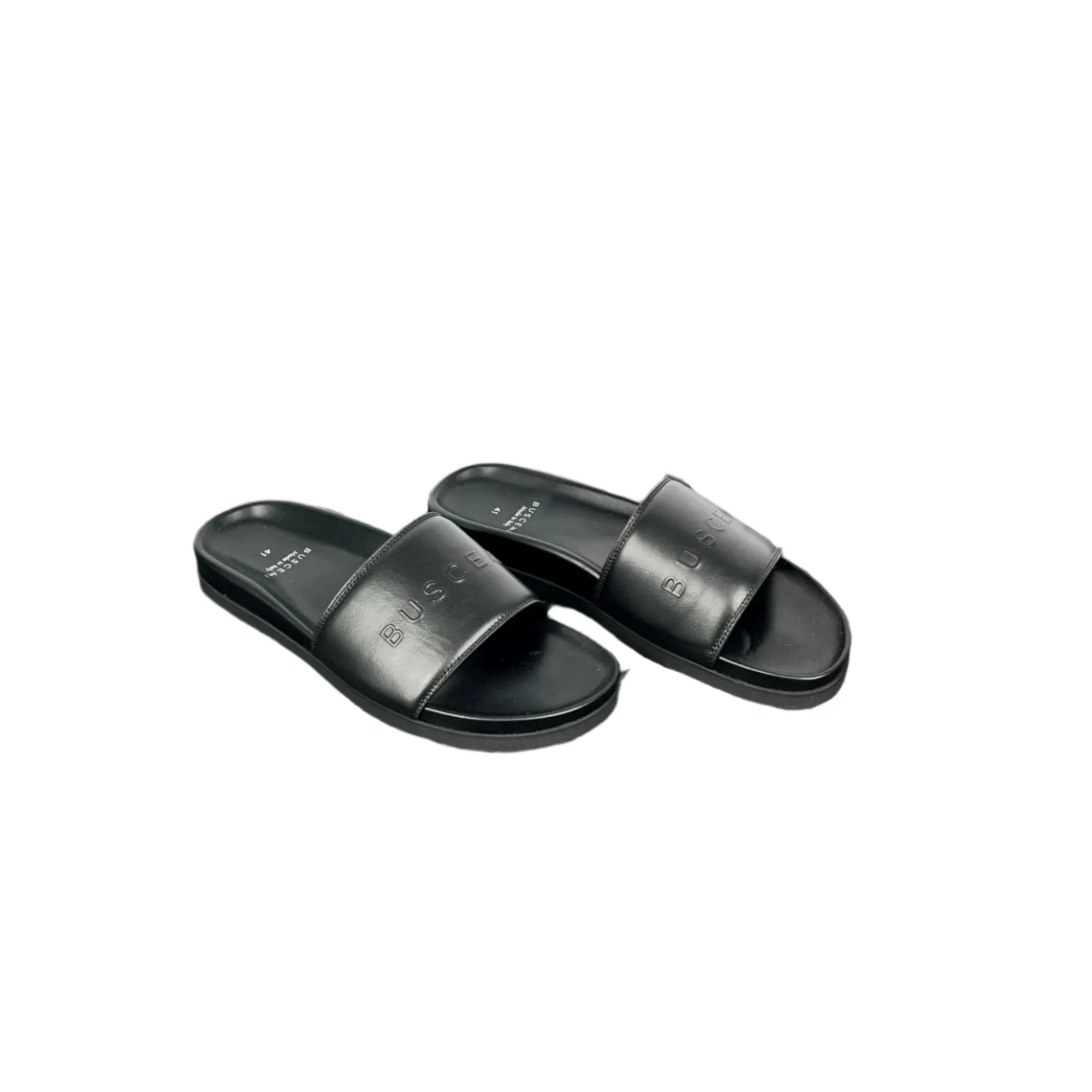 Buscemi Slide Sport Black Leather Sandals