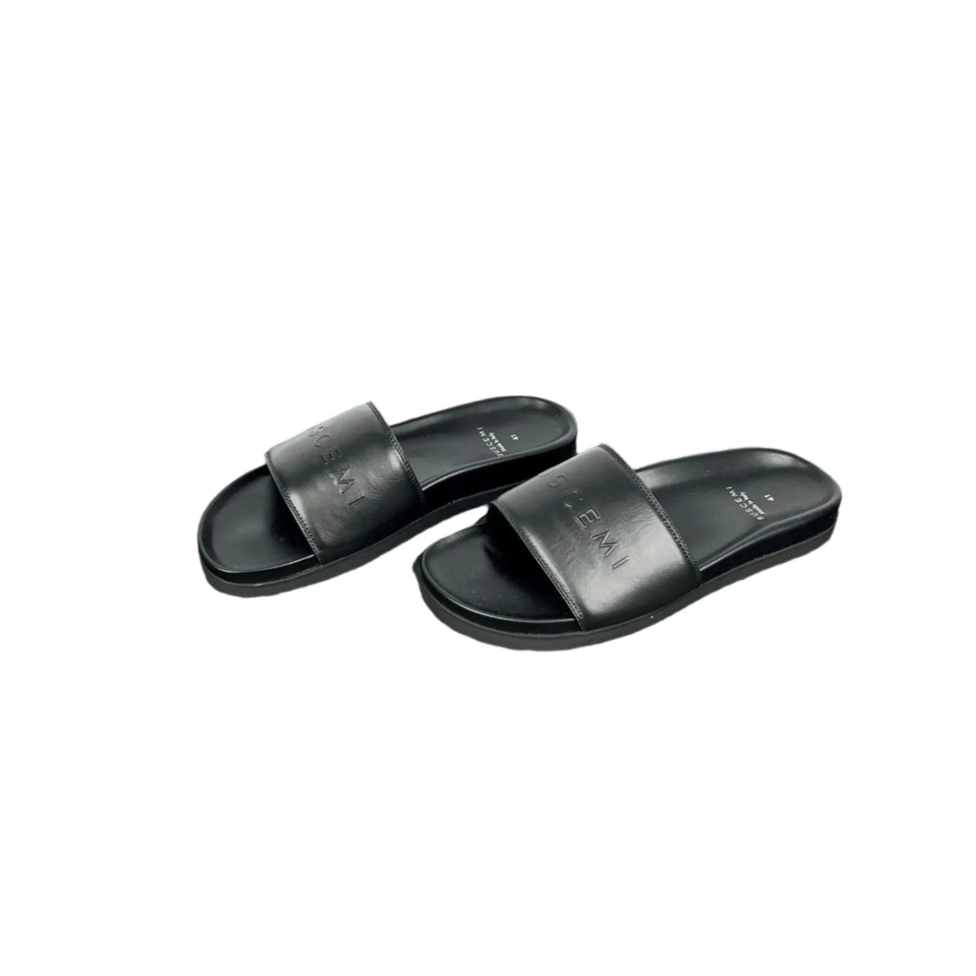 Buscemi Slide Sport Black Leather Sandals