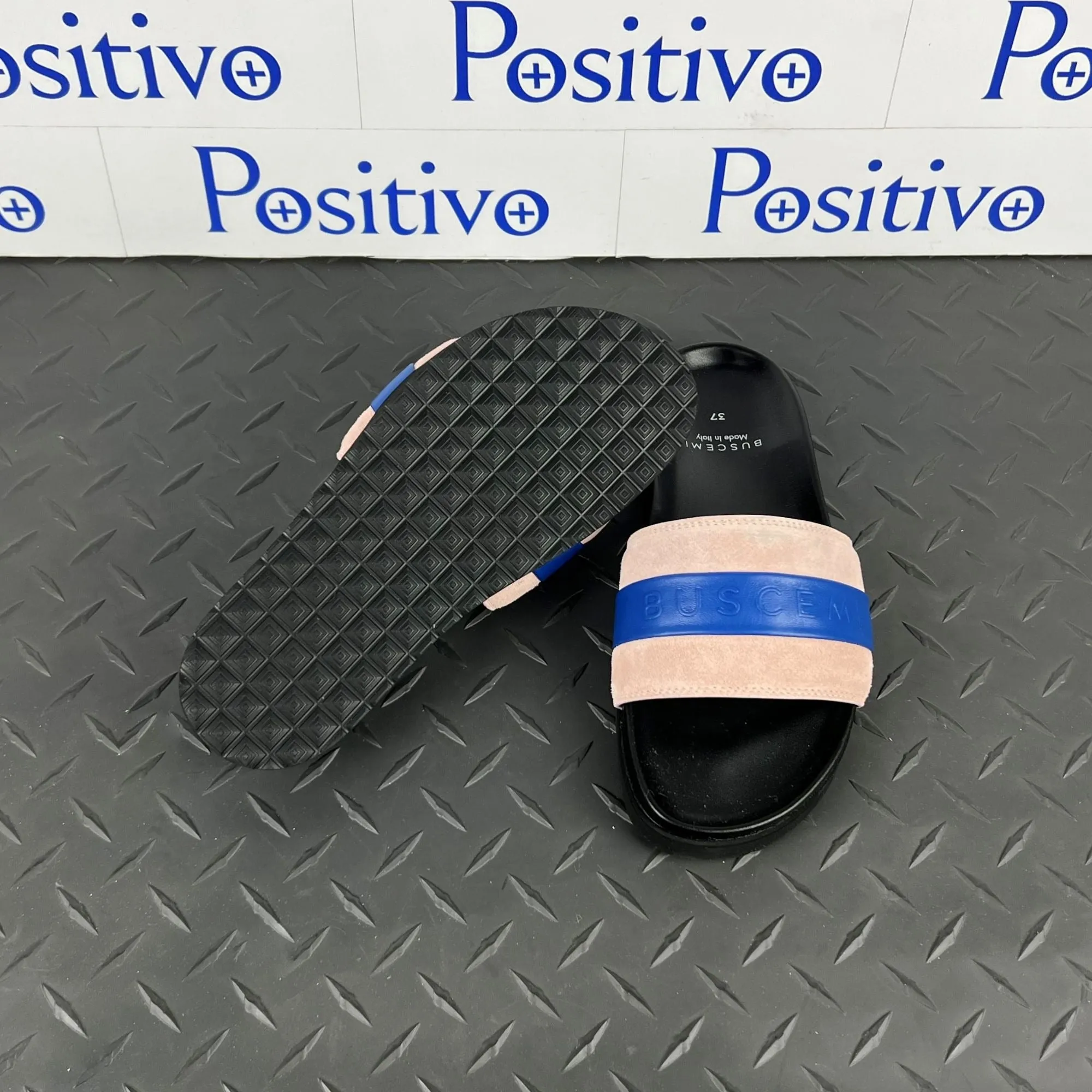 Buscemi Slide Sport Black Trio Leather Sandals