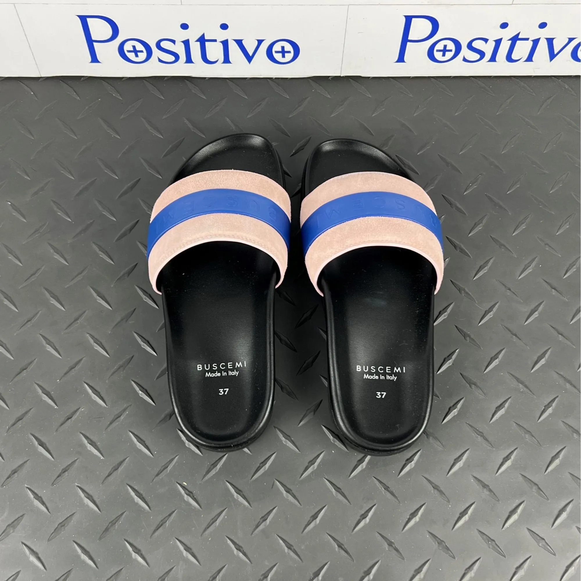 Buscemi Slide Sport Black Trio Leather Sandals