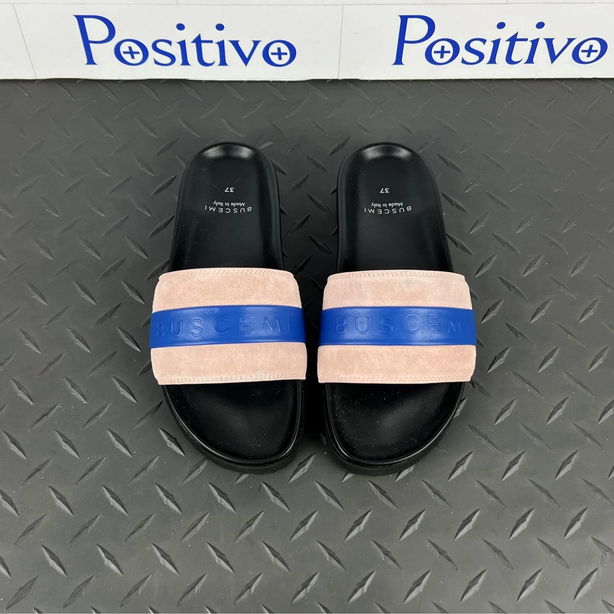 Buscemi Slide Sport Black Trio Leather Sandals