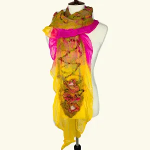 Cabbage Rose Felted Wool Scarf