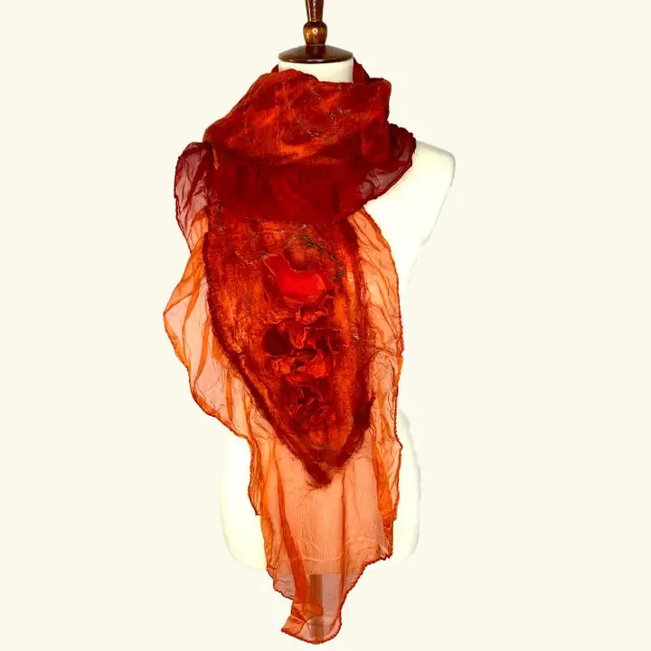 Cabbage Rose Felted Wool Scarf