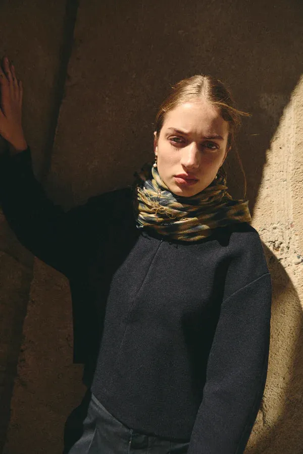 CASHMERE AND SILK SCARF GREEN TIE DYE