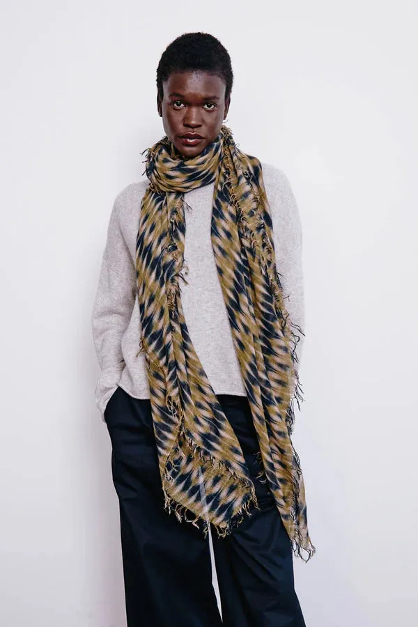 CASHMERE AND SILK SCARF GREEN TIE DYE