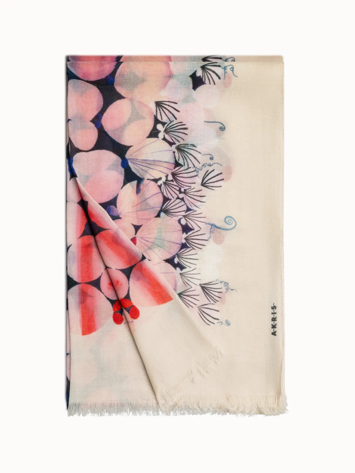 Cashmere Scarf with Silver Dollars Print