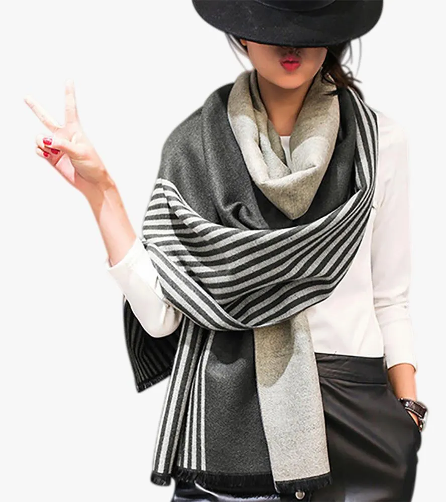 Cashmere-Silk Stripe Wrap