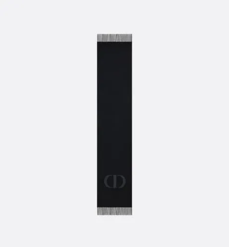 CD Signature Scarf • Black Cashmere and Wool