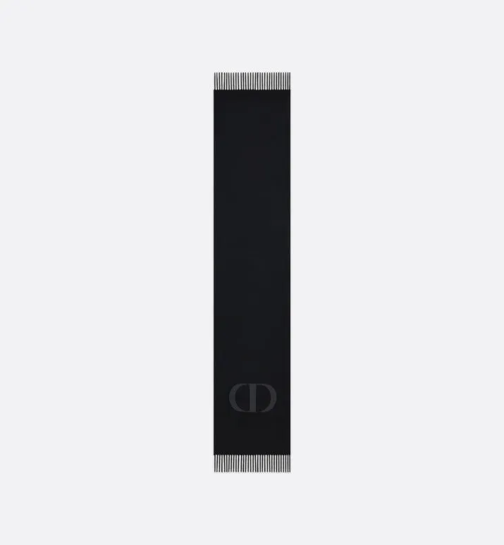 CD Signature Scarf • Black Cashmere and Wool