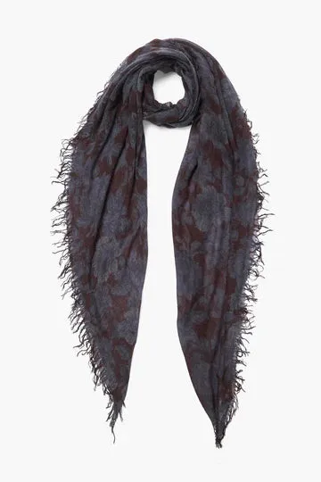 Chan Luu- Cashmere and Silk Scarf- Vintage Floral- blue