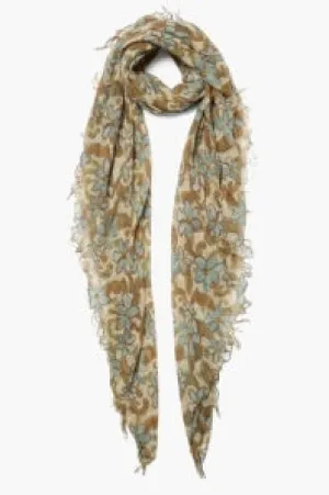 Chan Luu- Printed Flower Silk & Cashmere Sweater- cloud cream