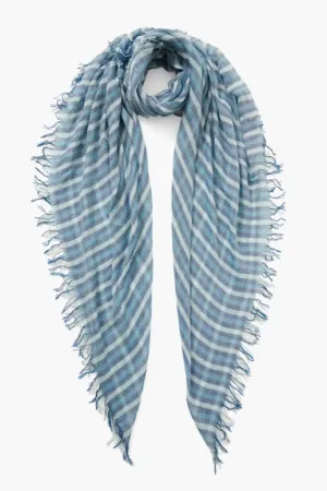 Chan Luu Stripe Cashmere & Silk Scarf- estate blue