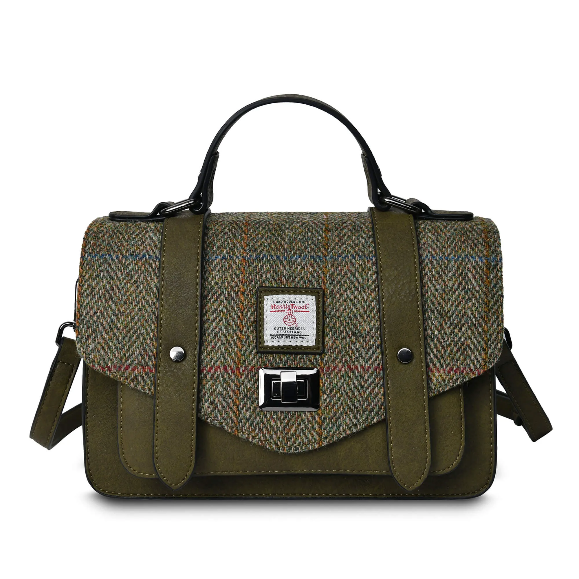 Chestnut Herringbone Satchels with Harris Tweed®