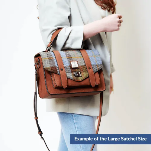 Chestnut Herringbone Satchels with Harris Tweed®