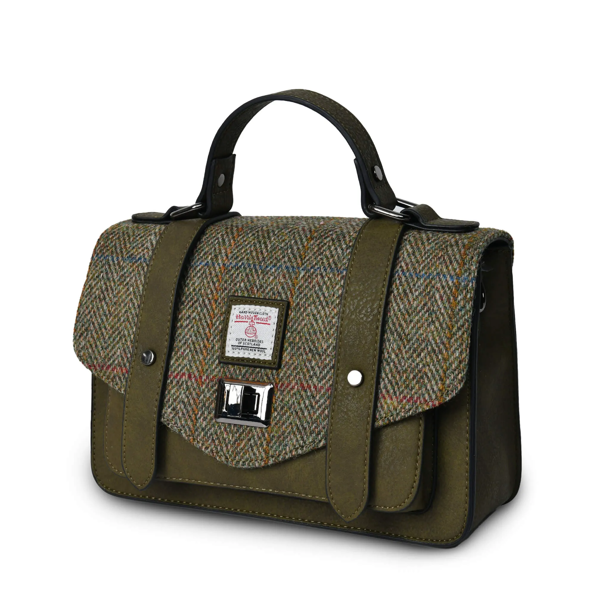 Chestnut Herringbone Satchels with Harris Tweed®