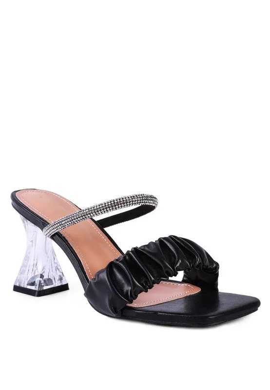 Clear 3" Heel Rhinestone Dress Sandals