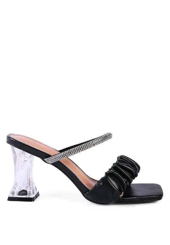 Clear 3" Heel Rhinestone Dress Sandals