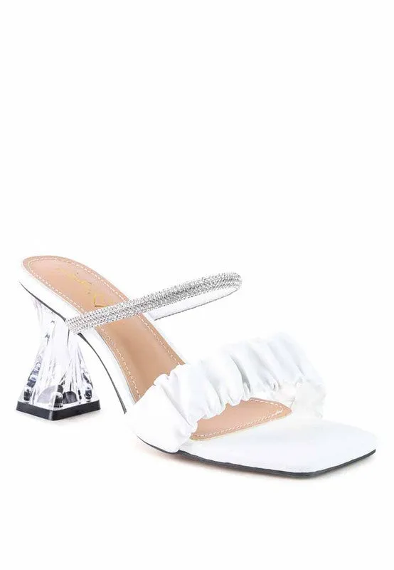 Clear 3" Heel Rhinestone Dress Sandals