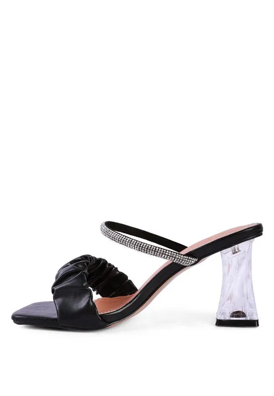 Clear 3" Heel Rhinestone Dress Sandals