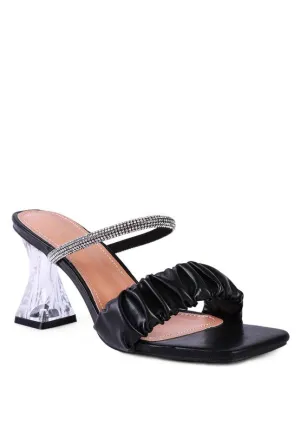 Clear 3" Heel Rhinestone Dress Sandals