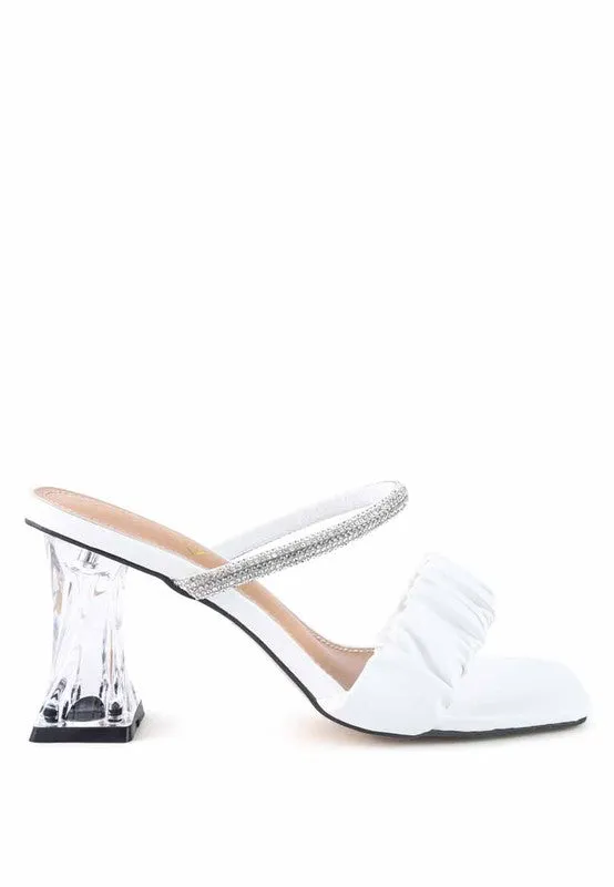 Clear 3" Heel Rhinestone Dress Sandals