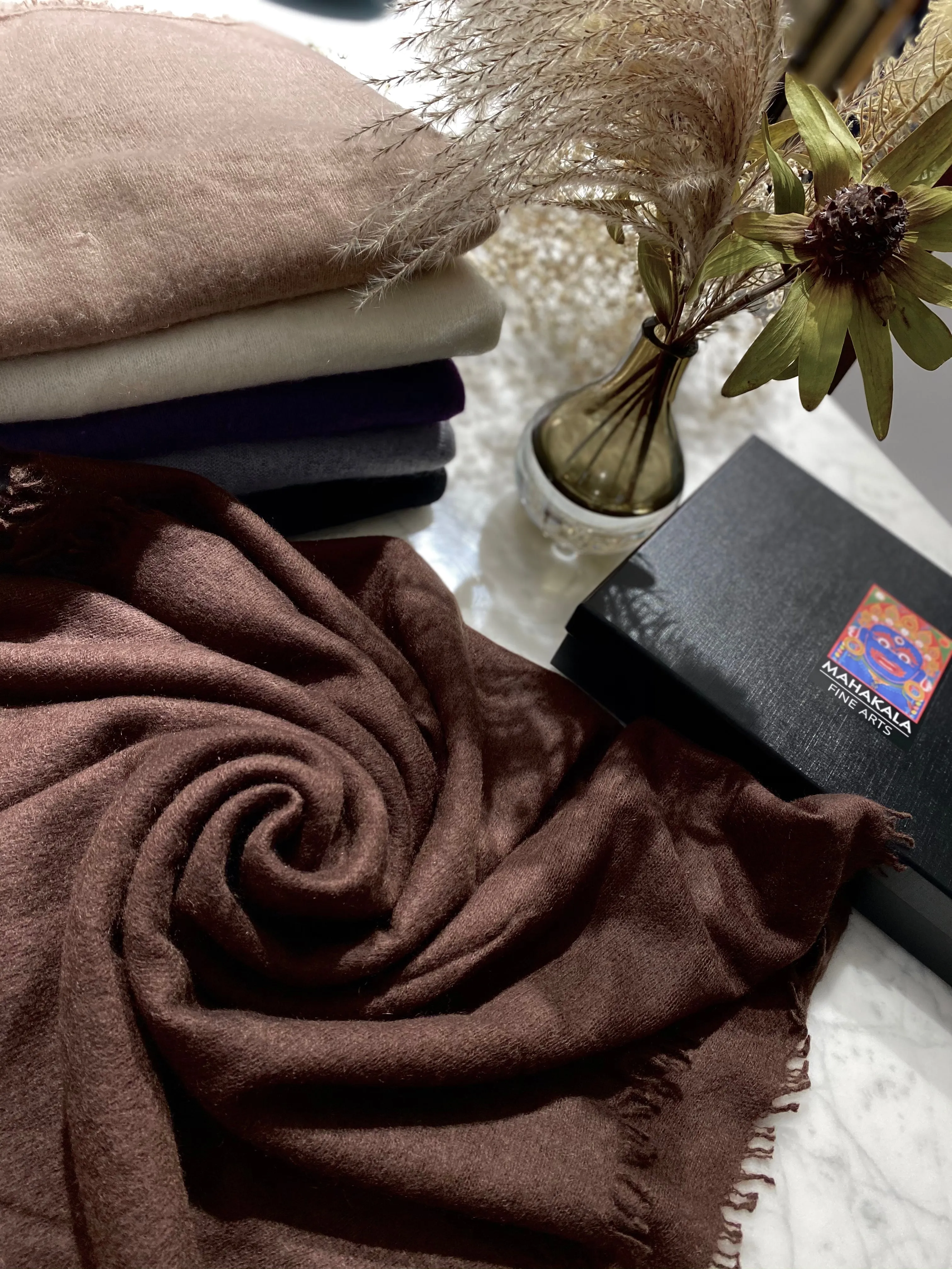 Cozy Pashmina Knit Scarf - Chocolate
