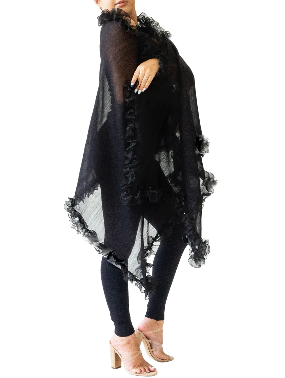 Cry Baby Hand Embroidered Silk Ruffle Shawl