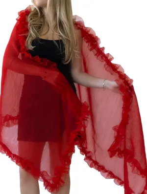 Cry Baby Hand Embroidered Silk Ruffle Shawl