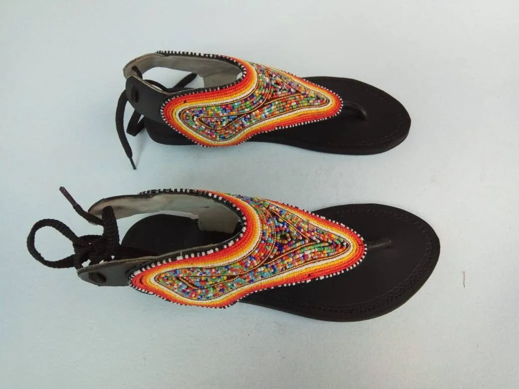 CUSTOMIZED African beaded sandals, summer sandals, Christmas gift for her,mom gift,beach sandals, leather sandals.