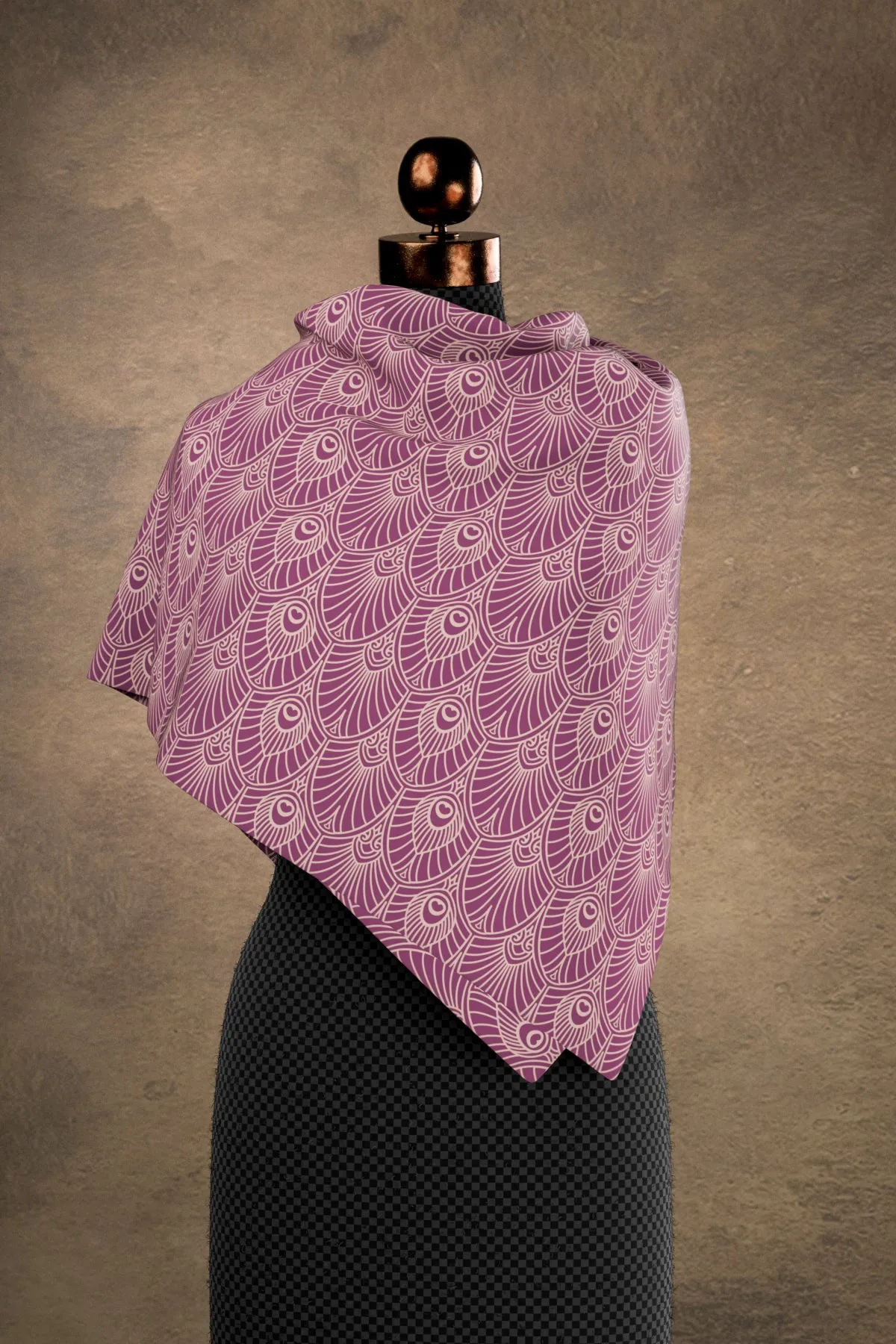 Deco Fans Plum Square Scarf