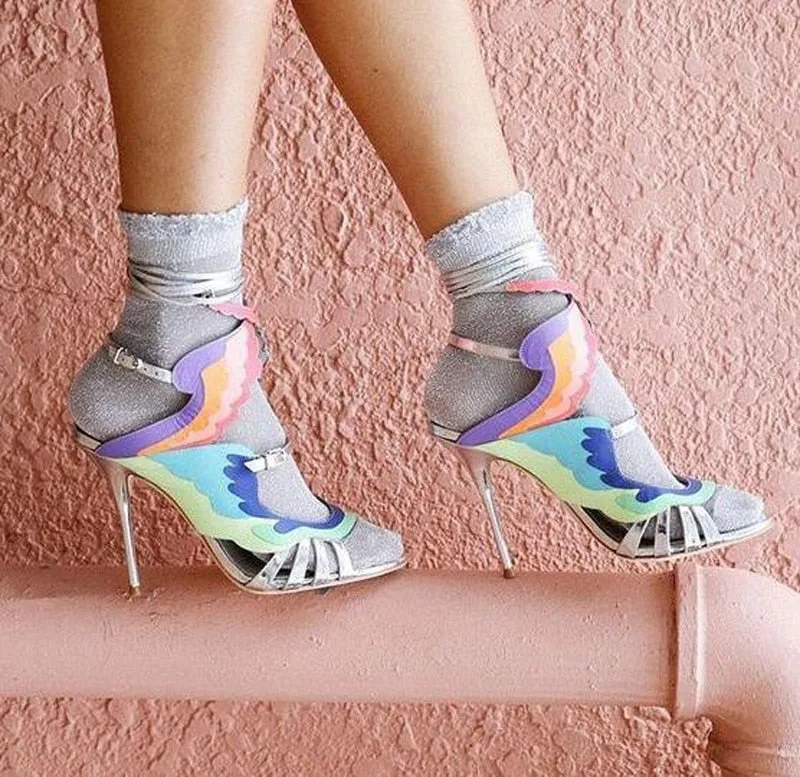 Desinger Leather Straps Wing Sandals