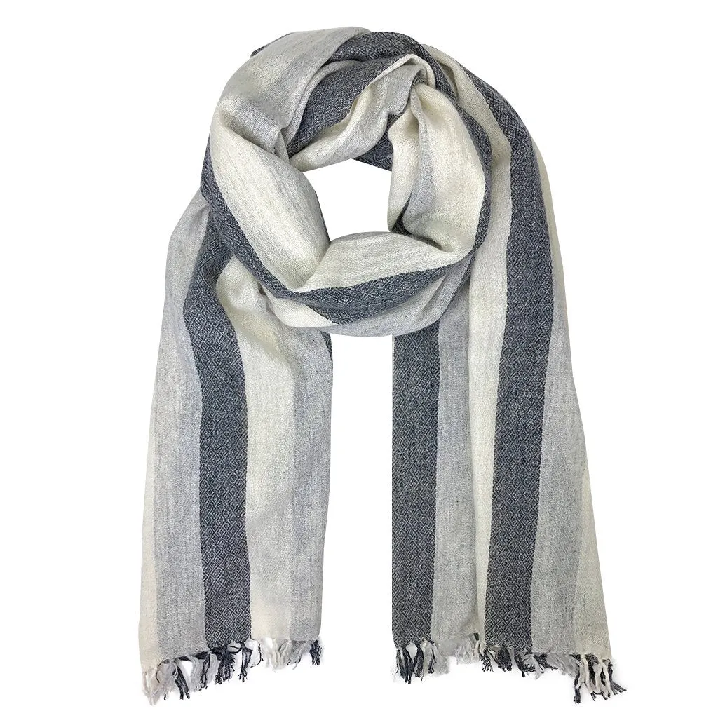 Diamond Stripe Handloom Cashmere Scarf