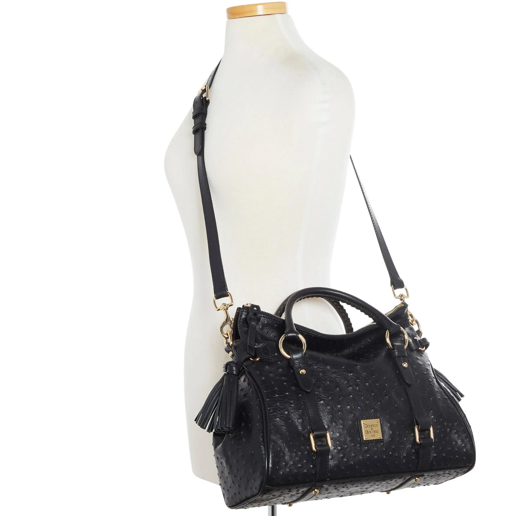 Dooney & Bourke Handbag, Ostrich Large Satchel - Black