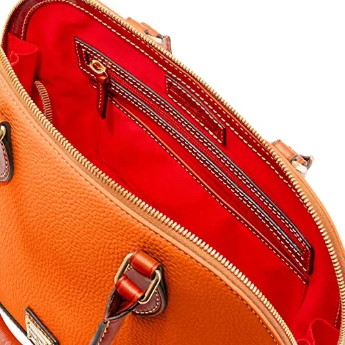 Dooney & Bourke Women's Zip Zip Satchel in Pebble Grain Leather, Large Handbag with Adjustable & Detachable Shoulder Strap, Clementine