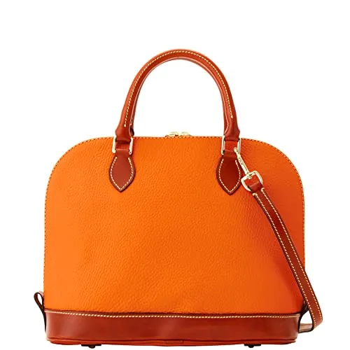 Dooney & Bourke Women's Zip Zip Satchel in Pebble Grain Leather, Large Handbag with Adjustable & Detachable Shoulder Strap, Clementine
