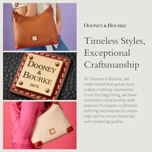 Dooney & Bourke Women's Zip Zip Satchel in Pebble Grain Leather, Large Handbag with Adjustable & Detachable Shoulder Strap, Clementine