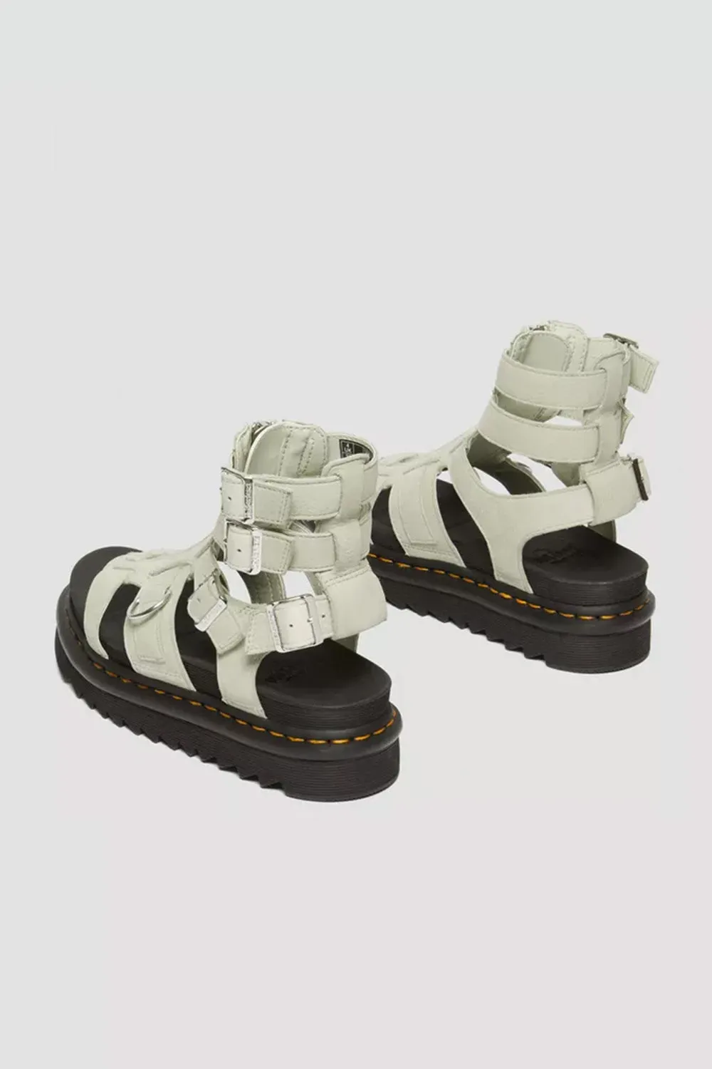Dr. Martens Olson Tumbled Nubuck Leather Gladiator Zip Sandals for Women in Mint | 31542763